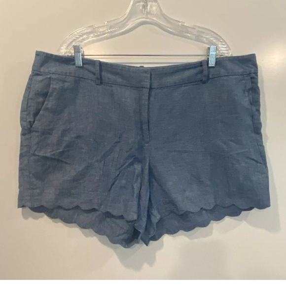 Ann Taylor LOFT The Riviera Linen Blend Scalloped Hem Shorts Womens 18 (1130)‎ - Picture 1 of 5